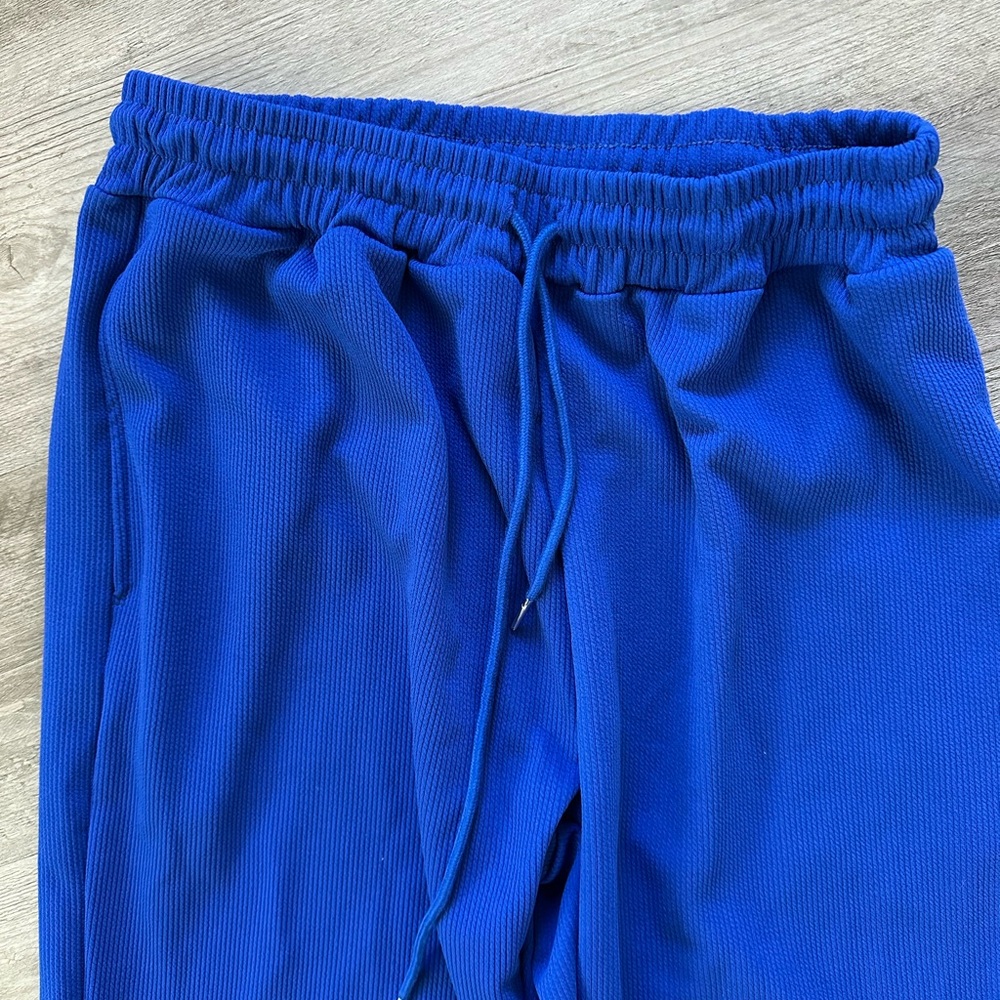 🌻 Blue Ribbed Drawstring Joggers🌻 - Picture 2 of 8